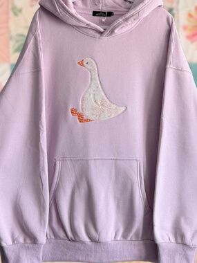 Sitting Duck Purple Trendy Queen Embroidered Hoodie Size XL